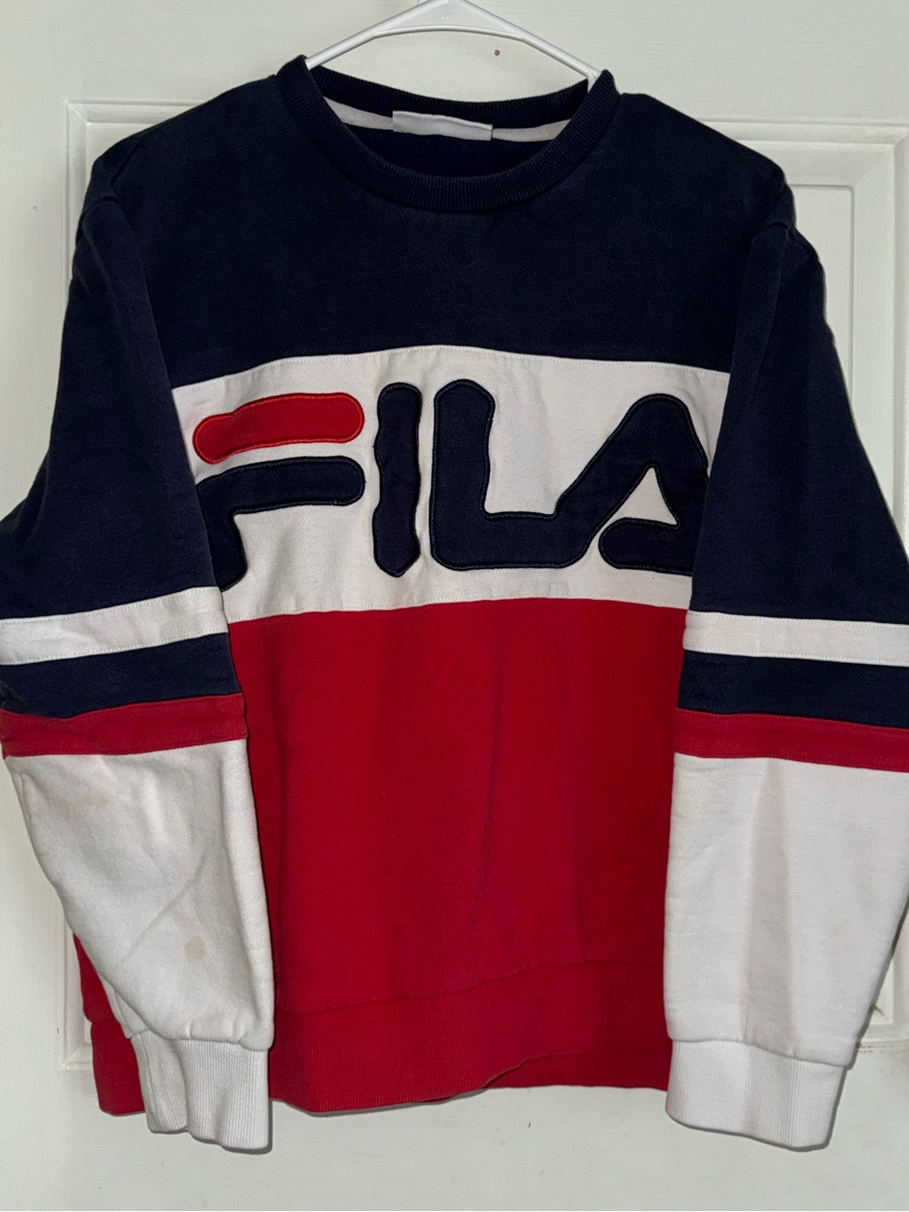 FILA Vintage Style Colorblock Spellout Crewneck Sweatshirt | Size M